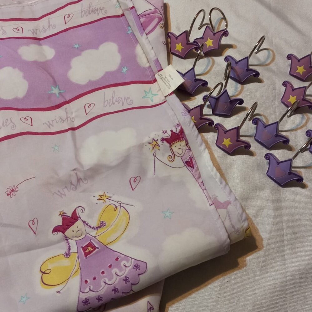 Fairy Princess shower curtain with hooks